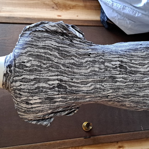 Evan-Picone M black/tan/taupe maxi dress V-neck ruched waistline - Picture 8 of 12